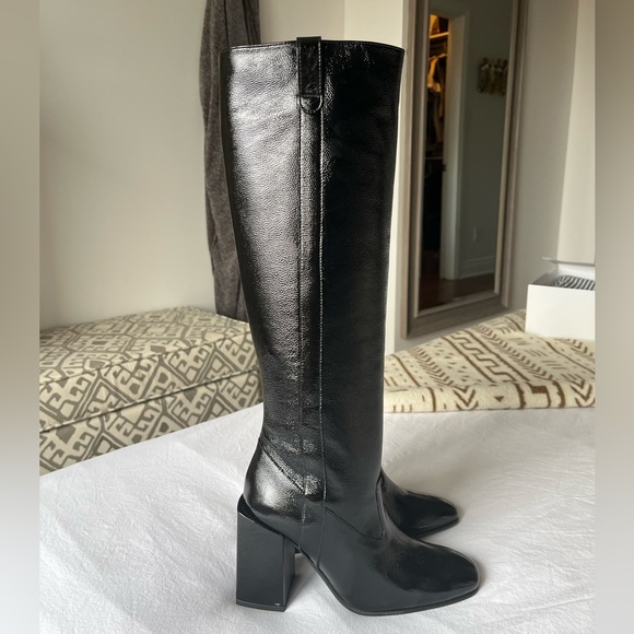 Ami Paris block heel leather knee high boots. - Picture 3 of 6